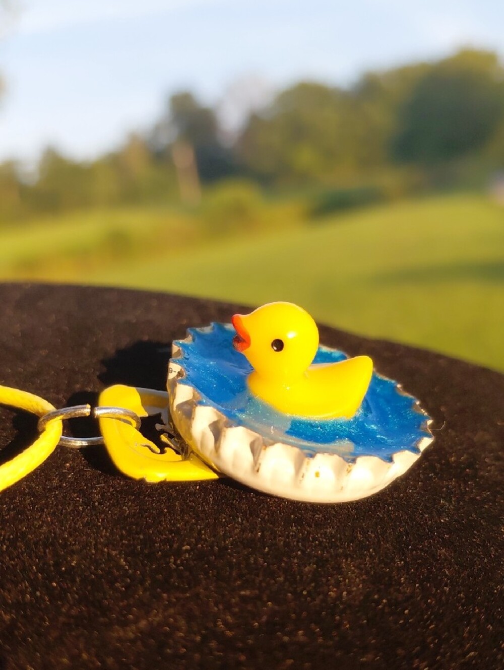 Handcrafted Duck in a Pool Necklace - Picture 3 of 5